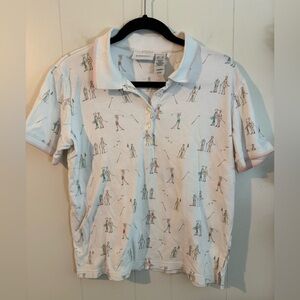 VTG Liz Golf Liz Claiborne Polo Shirt S/S All Over Print Size S